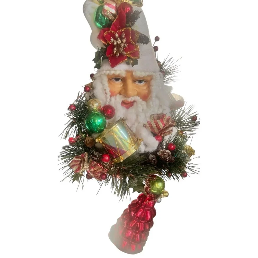 Santa Claus Christmas Ornament with Decorations Pine Accents 12”